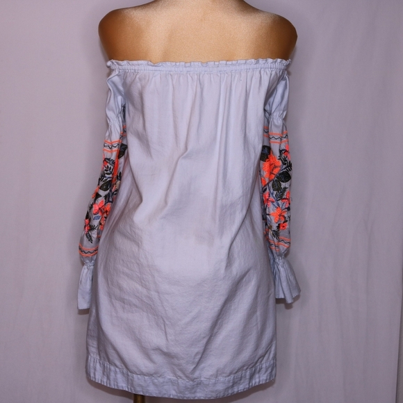 Free People Fleur De Jour Embroidered off-the-shoulder neckline Mini Dress XS - Picture 5 of 11